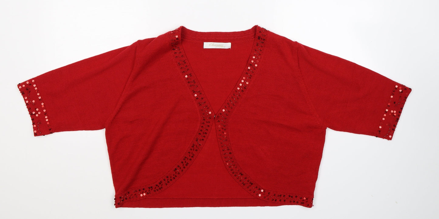 Charges Womens Red  Knit Cardigan Jumper Size 16