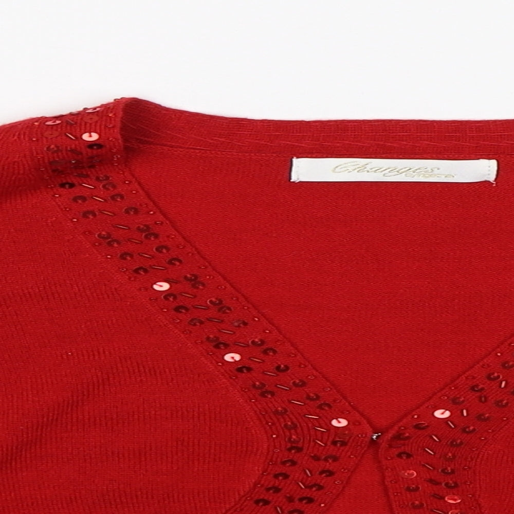 Charges Womens Red  Knit Cardigan Jumper Size 16