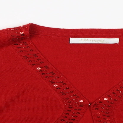 Charges Womens Red  Knit Cardigan Jumper Size 16