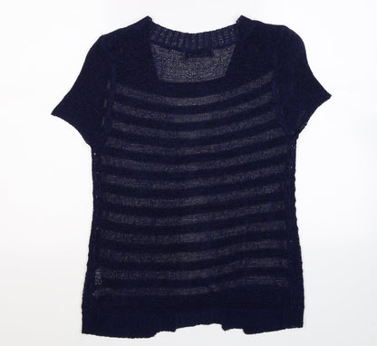 Just Elegance Womens Blue Striped Knit Pullover Jumper Size M