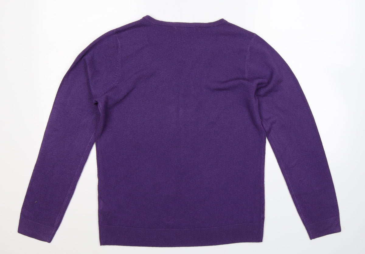 Bonmarché Womens Purple Knit Pullover Jumper Size 14
