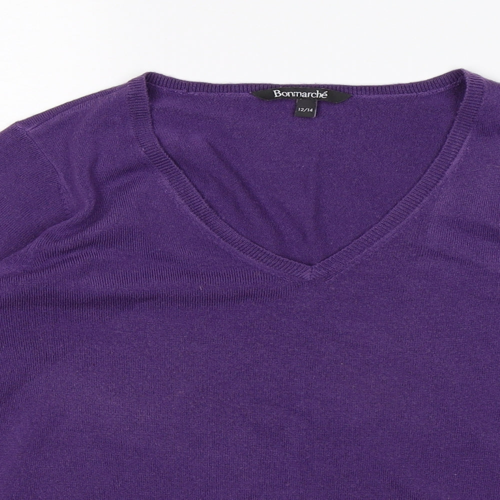 Bonmarché Womens Purple Knit Pullover Jumper Size 14