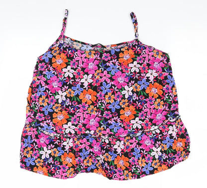 George Womens Pink Floral  Basic Blouse Size 14