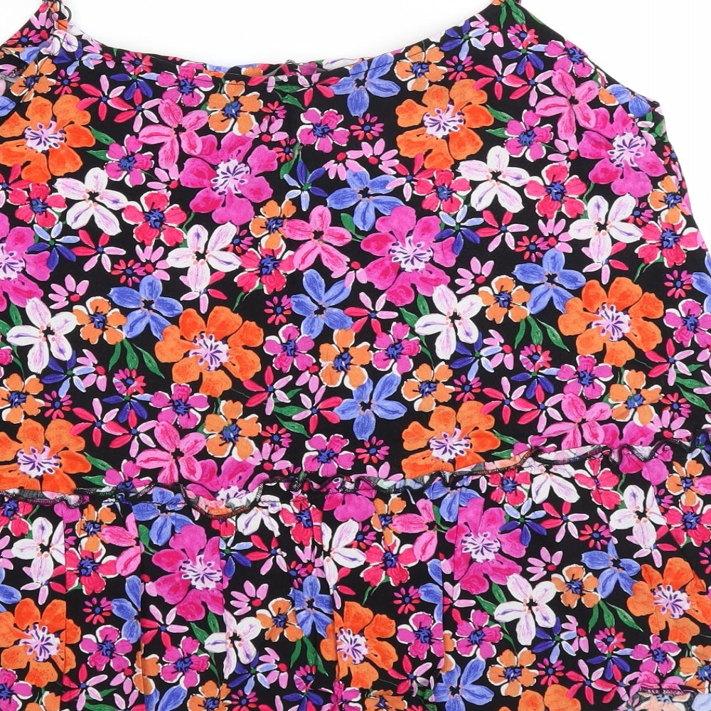George Womens Pink Floral  Basic Blouse Size 14