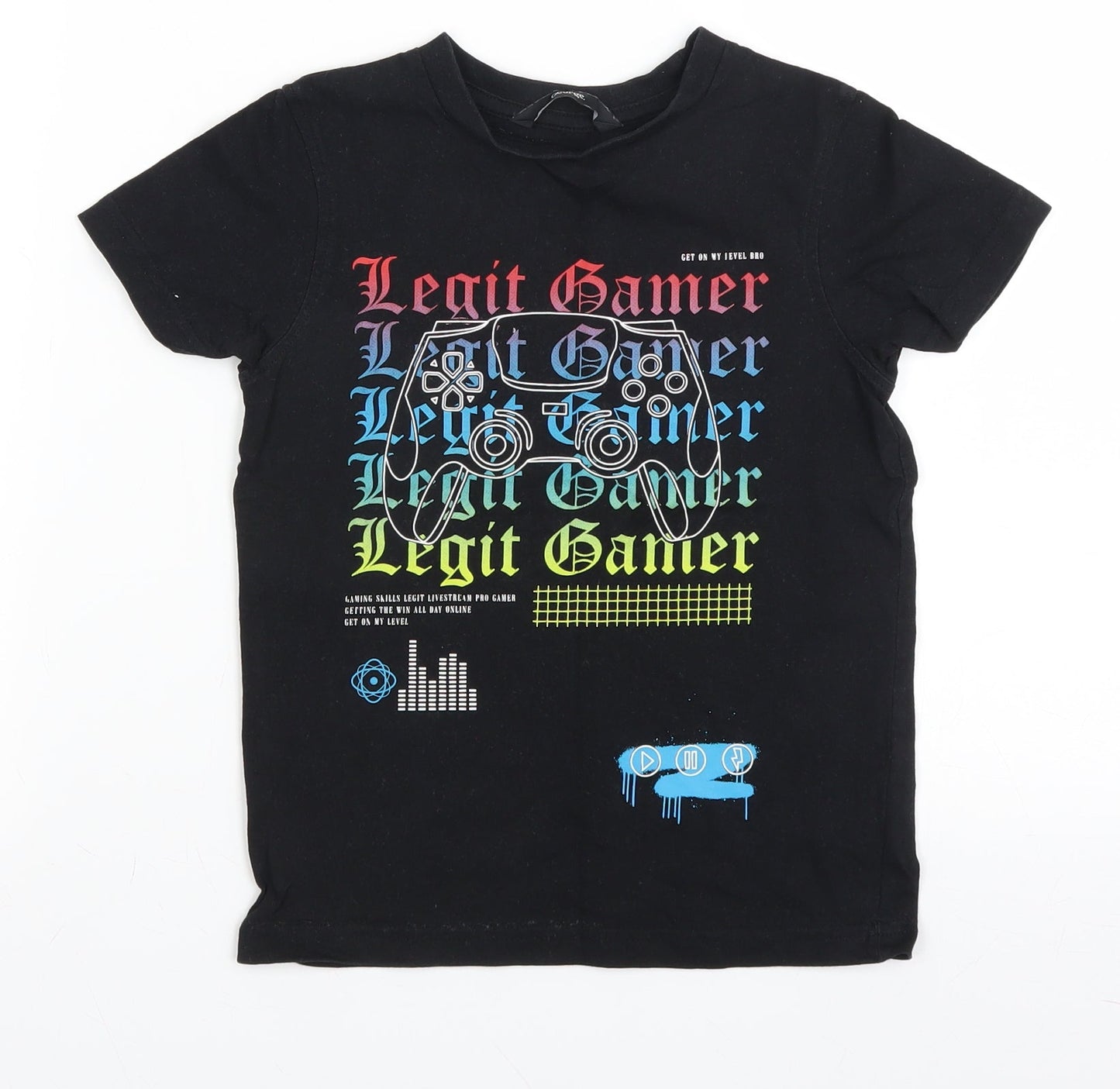 George Boys Black   Basic T-Shirt Size 4-5 Years  - legit gamer
