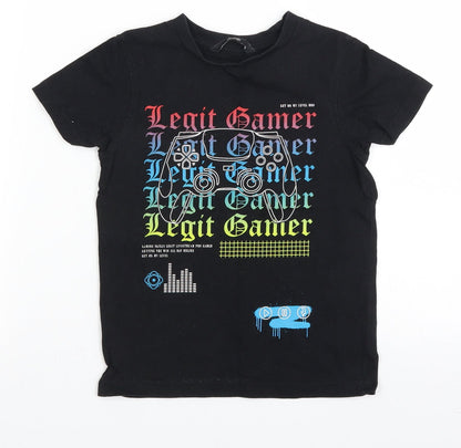 George Boys Black   Basic T-Shirt Size 4-5 Years  - legit gamer