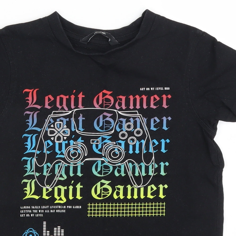 George Boys Black   Basic T-Shirt Size 4-5 Years  - legit gamer