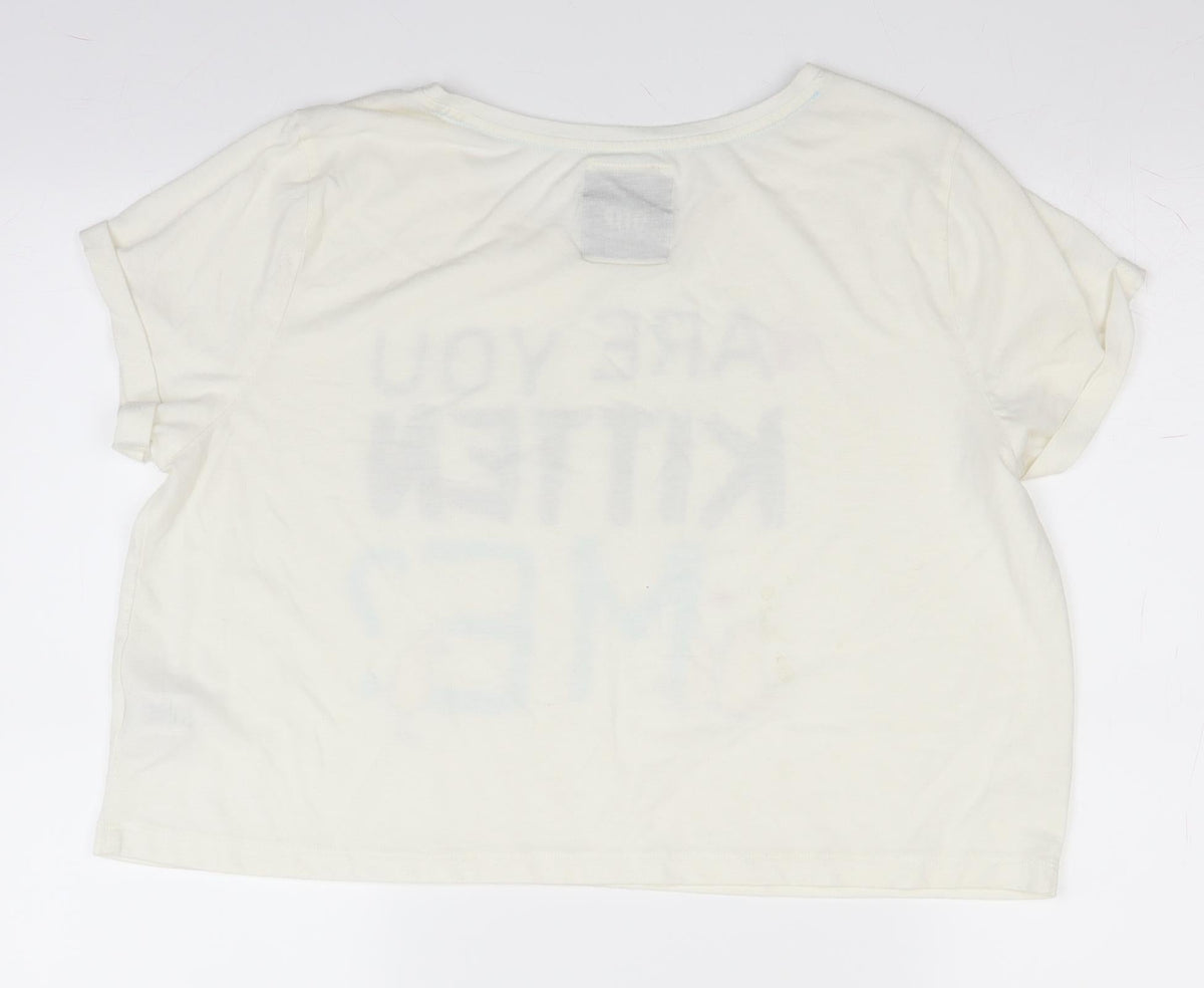Matalan Womens Ivory Solid  Top Pyjama Top Size M  - are you kitten me
