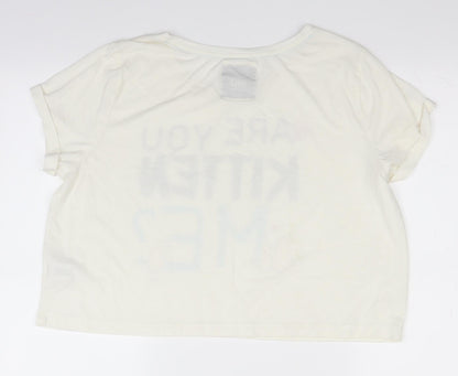 Matalan Womens Ivory Solid  Top Pyjama Top Size M  - are you kitten me