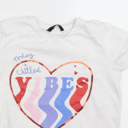 George Girls White   Basic T-Shirt Size 9-10 Years  - chilled vibes