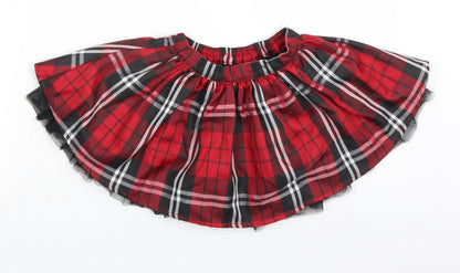 Ladybird Girls Red Plaid  Skater Skirt Size 2-3 Years