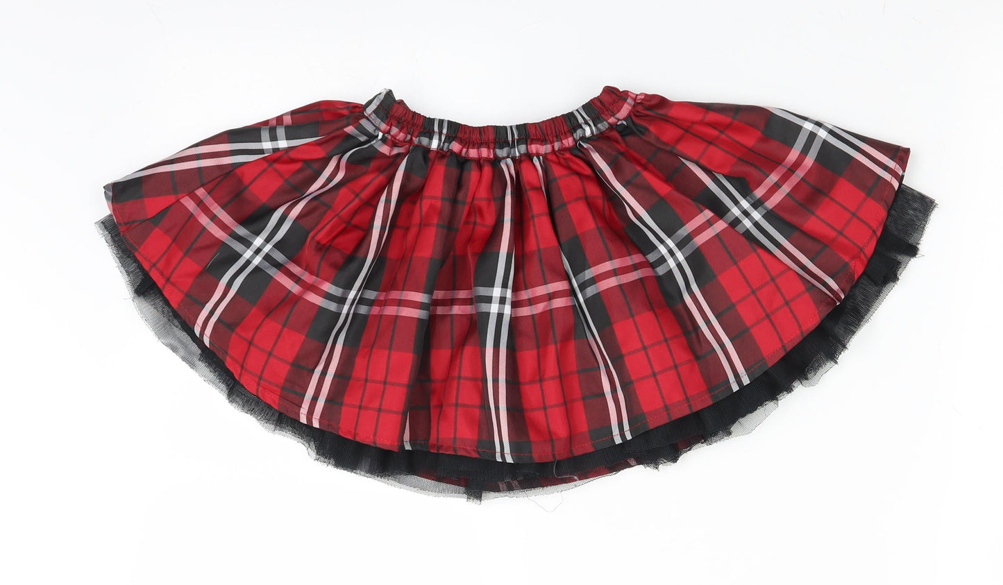 Ladybird Girls Red Plaid  Skater Skirt Size 2-3 Years