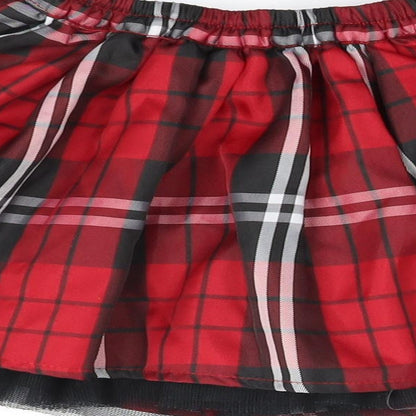 Ladybird Girls Red Plaid  Skater Skirt Size 2-3 Years