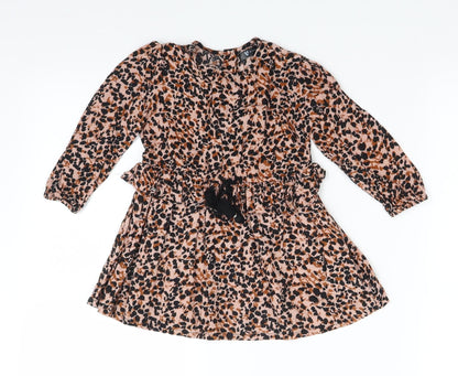 Very Girls Brown Animal Print  Fit & Flare  Size 12 Months