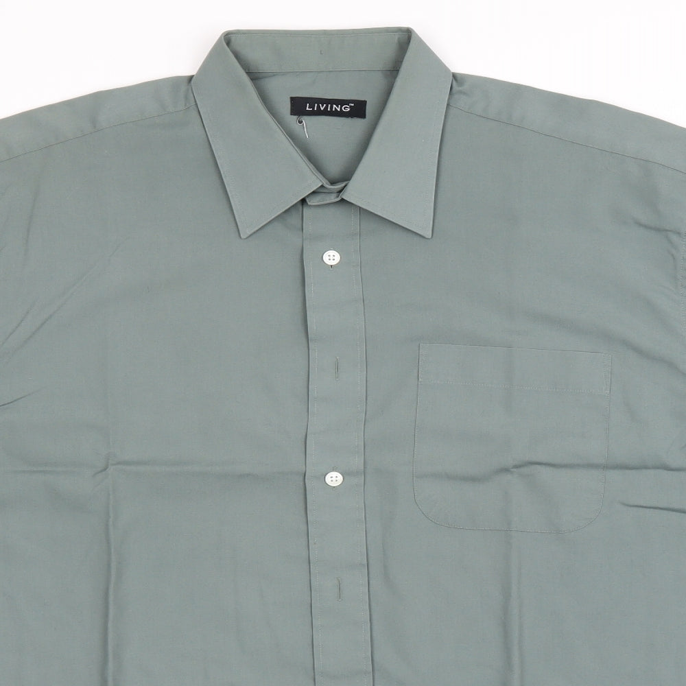 Living Mens Green    Button-Up Size L