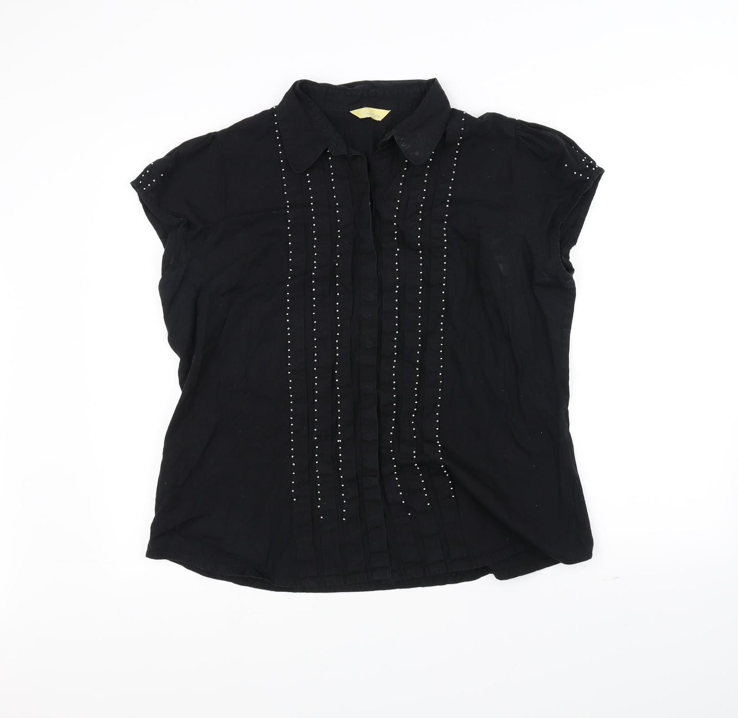 Womens UK Size 18 Agenda Black Basic Button-Up