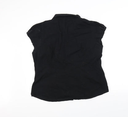 Womens UK Size 18 Agenda Black Basic Button-Up