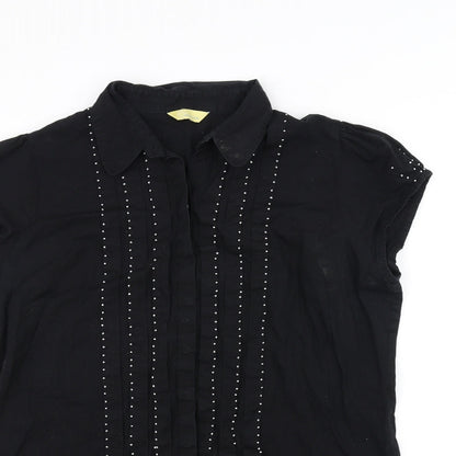 Womens UK Size 18 Agenda Black Basic Button-Up