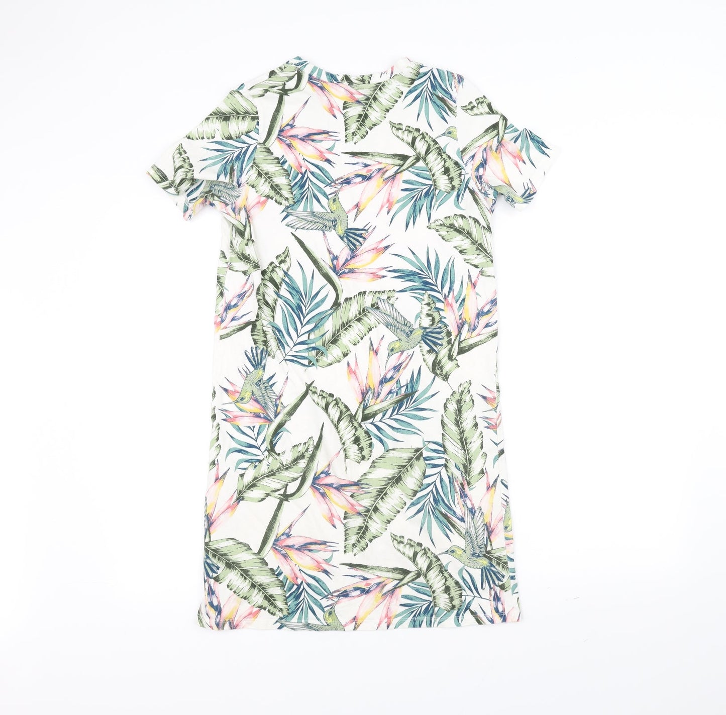 H&M Womens White Floral  T-Shirt Dress  Size 6