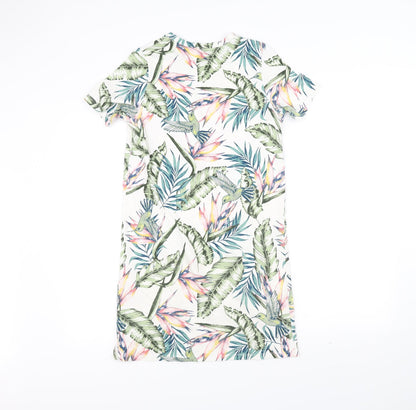 H&M Womens White Floral  T-Shirt Dress  Size 6