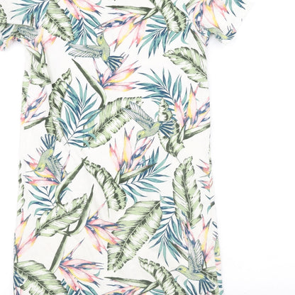 H&M Womens White Floral  T-Shirt Dress  Size 6