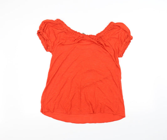 Papaya Womens Orange Polka Dot  Basic T-Shirt Size 12