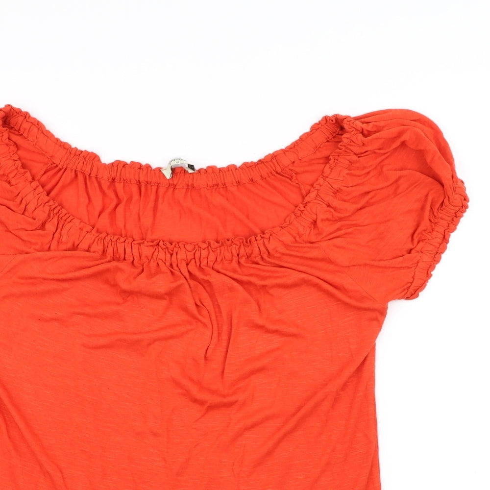 Papaya Womens Orange Polka Dot  Basic T-Shirt Size 12