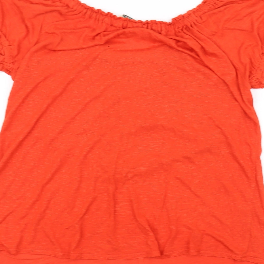 Papaya Womens Orange Polka Dot  Basic T-Shirt Size 12