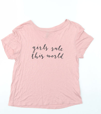 Womens UK Size XS Divided Pink Basic T-Shirt