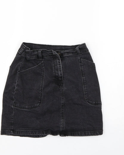 Nutmeg Girls Black  Denim A-Line Skirt Size 10-11 Years