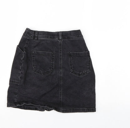 Nutmeg Girls Black  Denim A-Line Skirt Size 10-11 Years
