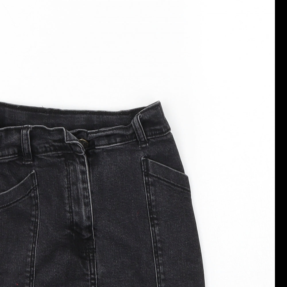 Nutmeg Girls Black  Denim A-Line Skirt Size 10-11 Years