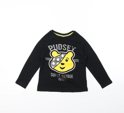 George Girls Black   Basic T-Shirt Size 5 Years  - Pudsey