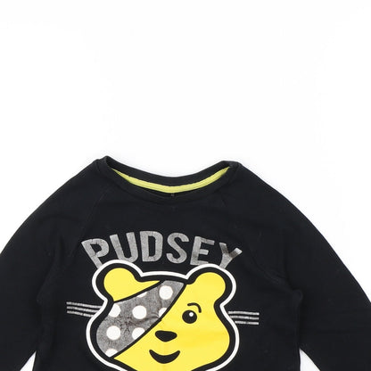 George Girls Black   Basic T-Shirt Size 5 Years  - Pudsey