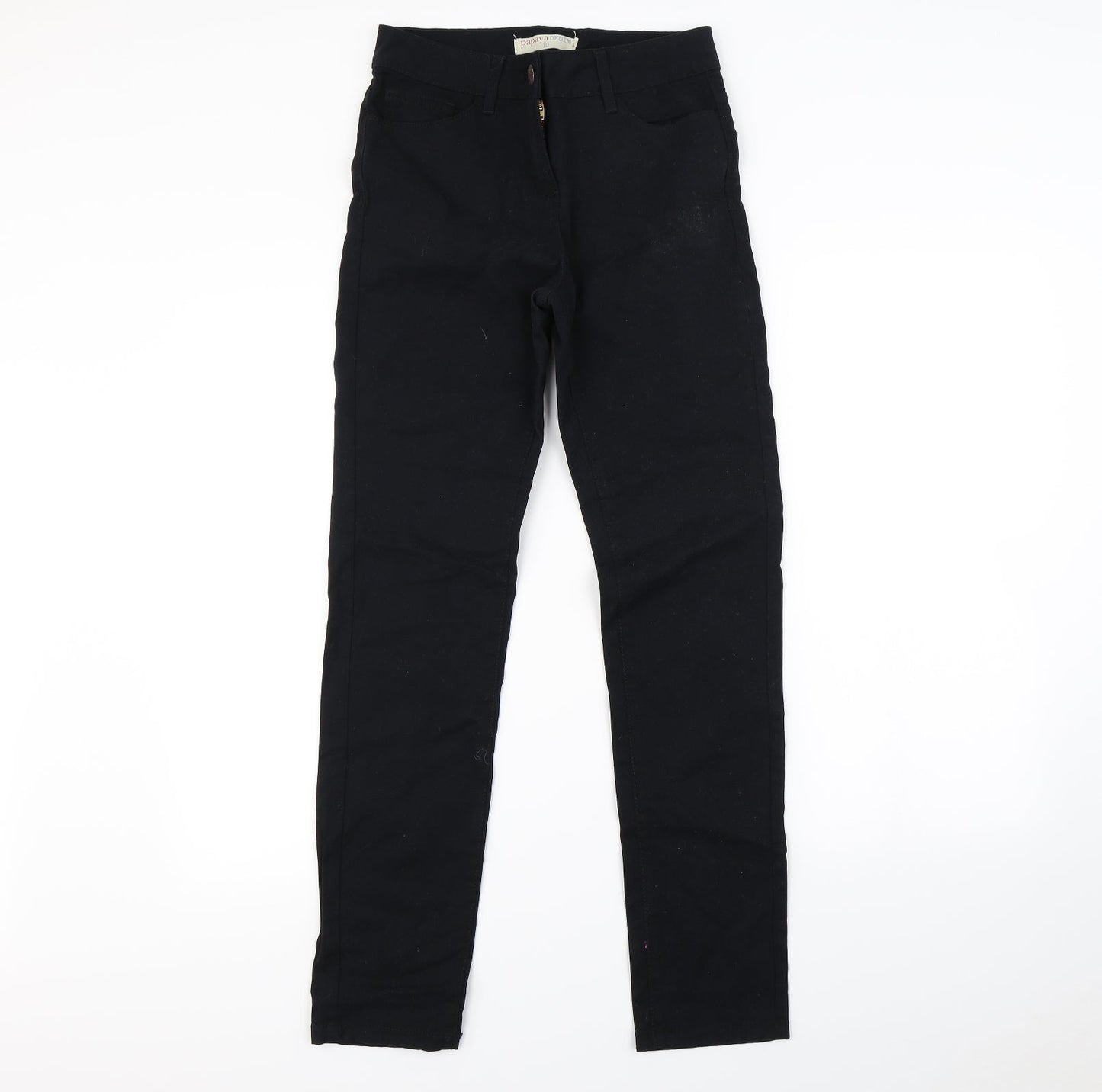 Womens UK Size 10 Papaya Regular Fit Straight Black Jeans