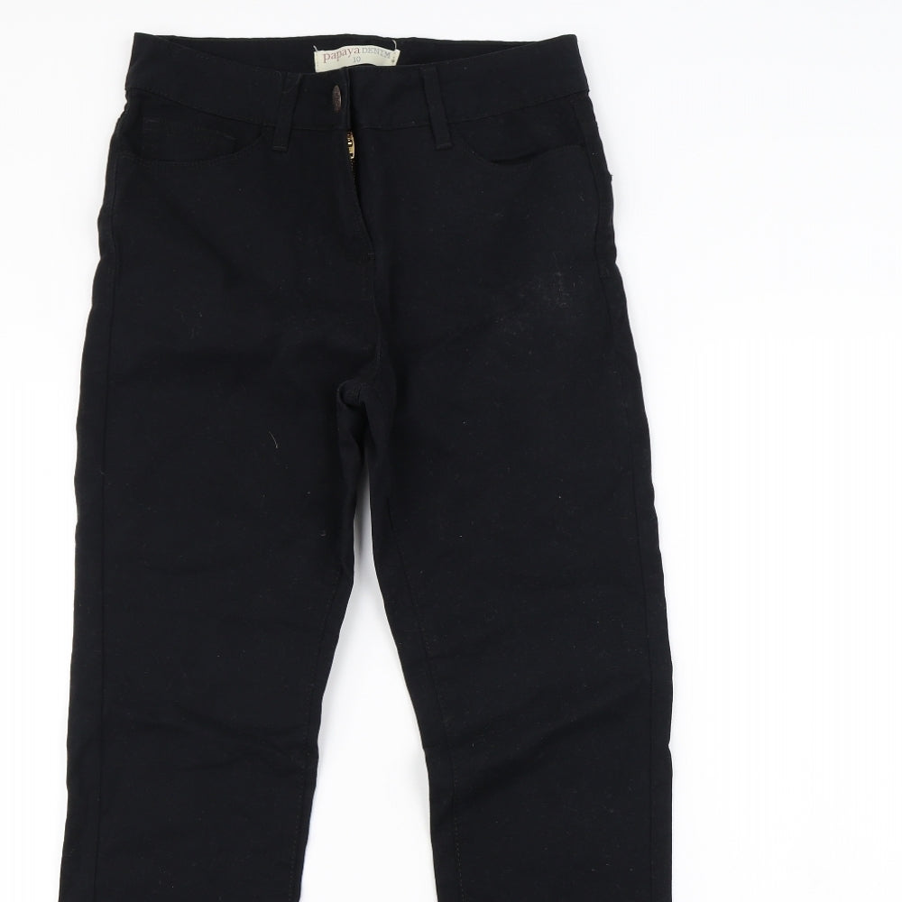 Womens UK Size 10 Papaya Regular Fit Straight Black Jeans