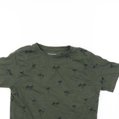 Primark Boys Green Spotted  Basic T-Shirt Size 8 Years  - Palm Tree