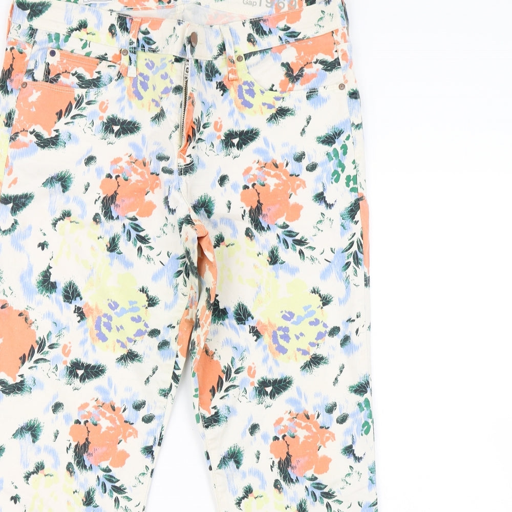 Gap Womens White Floral  Straight Jeans Size 32 in L30 in
