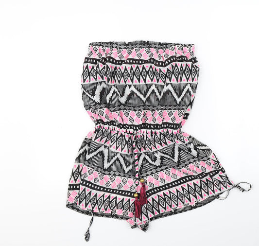 F&F Womens White Geometric  Playsuit One-Piece Size S