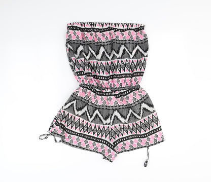 F&F Womens White Geometric  Playsuit One-Piece Size S