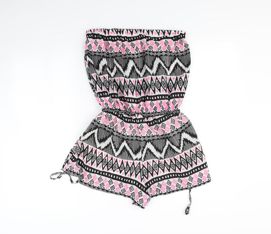 F&F Womens White Geometric  Playsuit One-Piece Size S