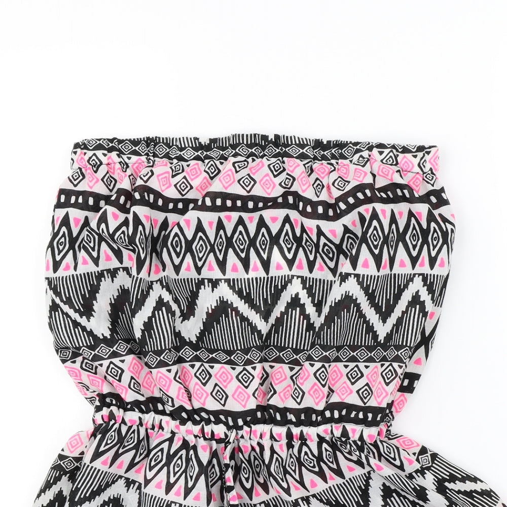 F&F Womens White Geometric  Playsuit One-Piece Size S