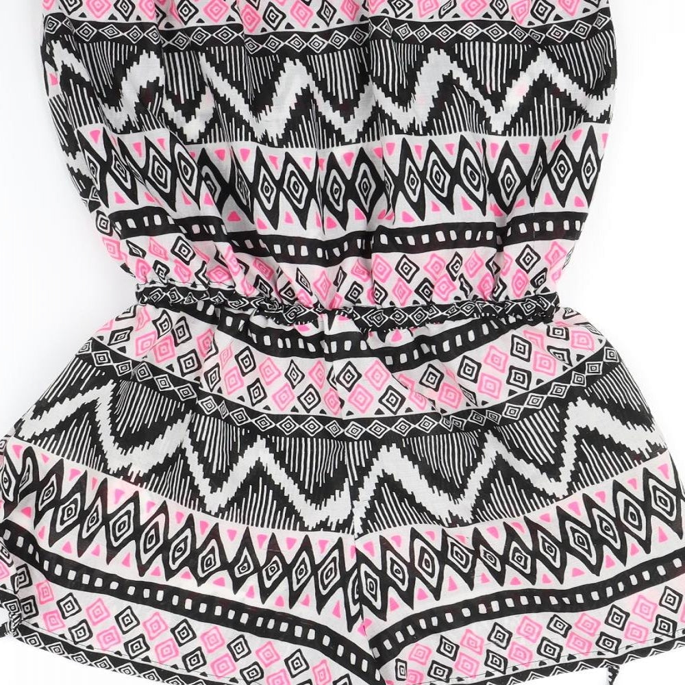 F&F Womens White Geometric  Playsuit One-Piece Size S