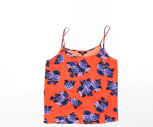 Papaya Womens Orange Floral  Basic Tank Size 10