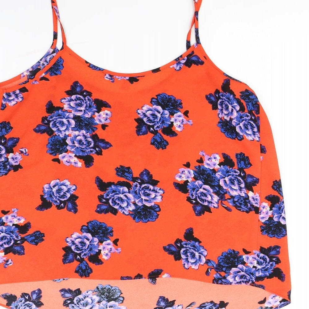 Papaya Womens Orange Floral  Basic Tank Size 10