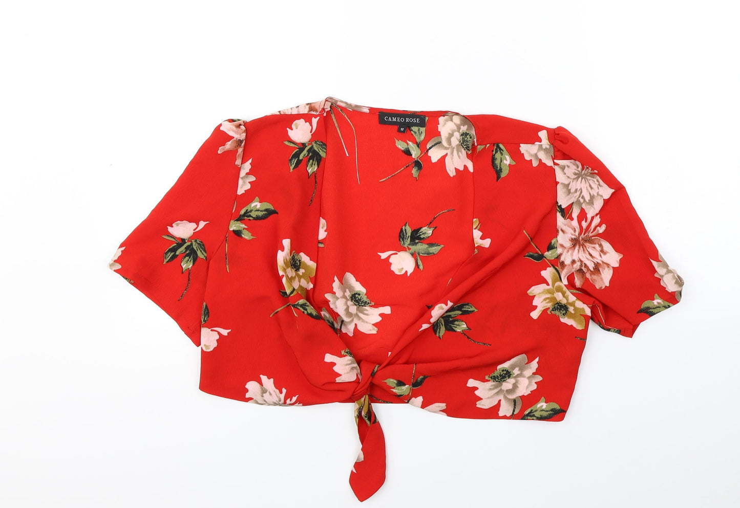 Cameo rose Womens Red Floral  Basic Blouse Size 12