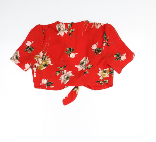 Cameo rose Womens Red Floral  Basic Blouse Size 12