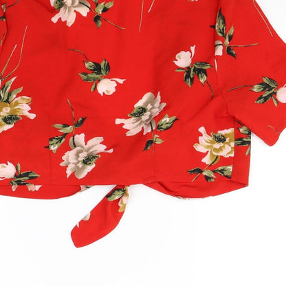 Cameo rose Womens Red Floral  Basic Blouse Size 12