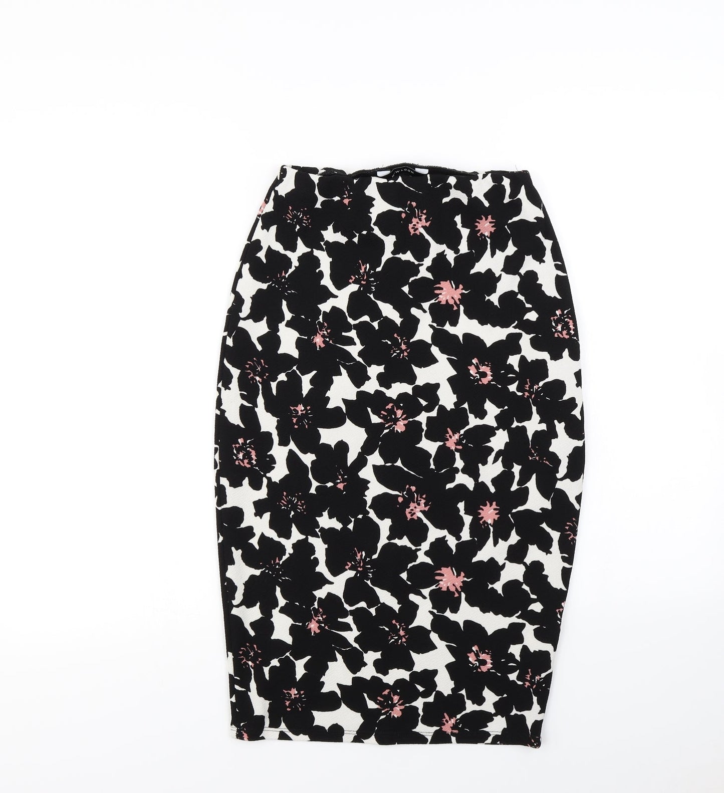 New Look Womens Black Floral Rayon Straight & Pencil Skirt Size 10