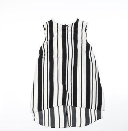 Papaya Womens Black Striped  Basic T-Shirt Size 10